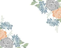Hand Drawn Vintage Rose and Wild Flower Border vector