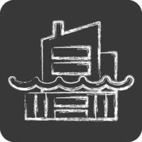 Icon Sea Level Rise. related to Climate Change symbol. chalk Style. simple design editable. simple illustration vector