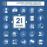 Icon Set Climate Change. related to Science symbol. long shadow style. simple design editable. simple illustration vector