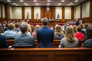 People in a court a listening to the judge photo