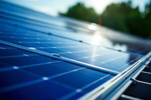 Close-up view on solar power plant panel photo