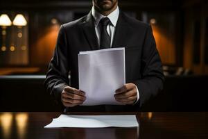 Judge holding documents photo