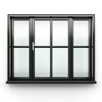 Black metallic window isolated on white background photo