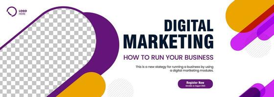 Purple Digital marketing banner, sign, blochure, flyer banner design, Digital marketing concepts vector