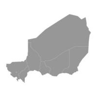 Níger mapa con administrativo divisiones vector ilustración.