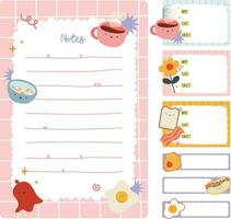 flat design vector cute colorful notes sticker label journal planner collection set