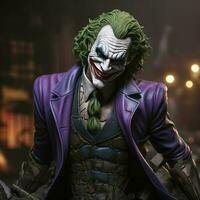 Smiling Joker at Dark City, Great Villain, Generative AI photo