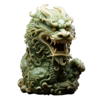 Jade dragon isolated on transparent background, Generative AI png