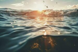 Underwater view of the sea surface, Generative AI photo