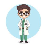 Cute cartoon doctor character vector illustration in a flat style