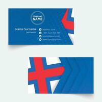 Faroe Islands Flag Business Card, standard size 90x50 mm business card template. vector