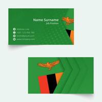 Zambia Flag Business Card, standard size 90x50 mm business card template. vector