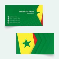 Senegal Flag Business Card, standard size 90x50 mm business card template. vector