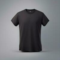 Black T-Shirt Mockup With Gray Background. Ai Generative photo