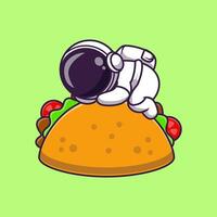 astronauta dormido en taco comida dibujos animados vector icono ilustración. Ciencias comida icono concepto aislado prima vector. plano dibujos animados estilo