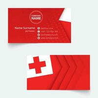 Tonga Flag Business Card, standard size 90x50 mm business card template. vector