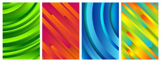 Abstract trendy geometric backgrounds. Stories banner design. Set of four beautiful futuristic dynamic pattern design. Vector illustration