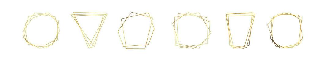 Gold geometric polygonal frame vector