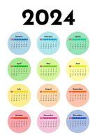 Calendar for 2024 isolated on a white background vector