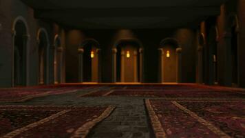 3d moschea dentro animazione video