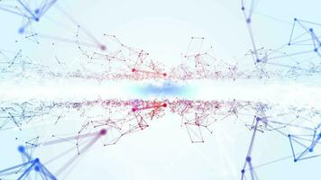 Abstract colored polygonal space with dots and lines motion. Data technology and scientific illustration. 3d rendering video