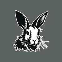 Subdued Rabbit Head in Exquisite Silhouette vector