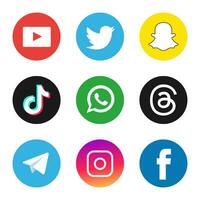 Set of the most popular social media icons photo