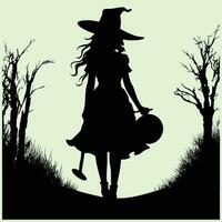 Mysterious Halloween Silhouette Setting and Scene vector