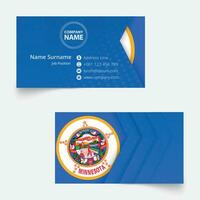 Minnesota Flag Business Card, standard size 90x50 mm business card template. vector