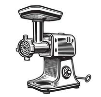 Meat grinder retro sketch drawn with a hand in a dudl style vector illustration cutting devices