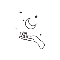 hand holding moon magic element png