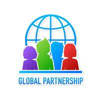 Flat style global partnership. Global social network. Digital technology vector