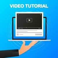 Live tutorial icon on white background. Video tutorial banner vector