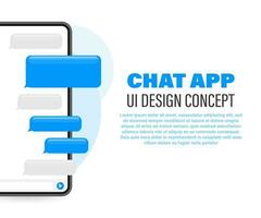 Trendy chat application with Dialogue window. Sms Messenger. Vector illustration.