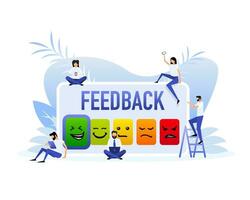 Feedback vector concept. Rank, level of satisfaction rating. Vector illustration. Flat style characters.