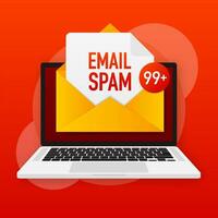 Cartoon icon with email spam. Data protection. Alert message vector