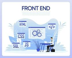 Front end. Software development. Programming code. Vector illustration.