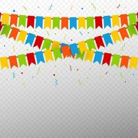 Multicolored bright buntings flags garlands. vector