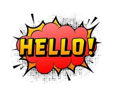 Speech bubble for comic text Hello. Cartoon comic sign. Effects explosion. vector