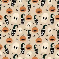 Seamless pattern for Halloween. Vector illustration in hand drawn style.