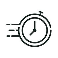 Fast Clock Timer Icon, Quick Time, Fast Delivery Timer Vector, Time Out Sign, Countdown, Fast Service Sign, Clock Speedy Flat, Deadline Concept, Stopwatch In Motion Symbol vector