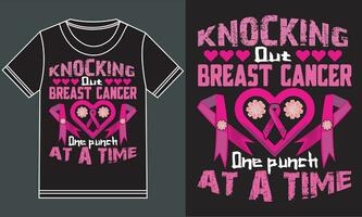 Knocking out breast cancer, one punch at a time t-shirt design vector