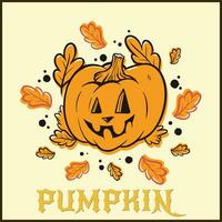 Pumpkin leaves in Halloween tote bag vector