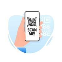 Scan me icon with QR code. Inscription scan me. QR code label. vector