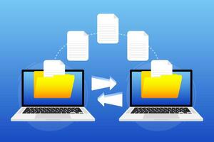 File Transfer. Files transferred Encrypted Form. Vector stock illustration