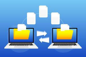 File Transfer. Files transferred Encrypted Form. Vector stock illustration