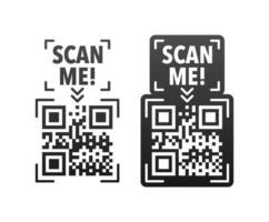 Scan me icon with QR code. Inscription scan me. QR code label. vector