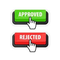 Approved rejected button, sign. Check mark, approval sign. vector