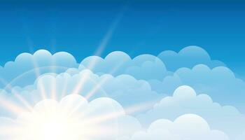 Background with clouds on blue sky. Vector background