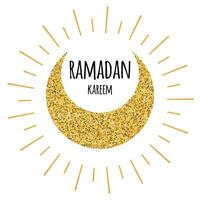 Creative vector crescent bright gold moon for Holy Month of Muslim Community, Ramadan Kareem celebration made in gold sparkling style